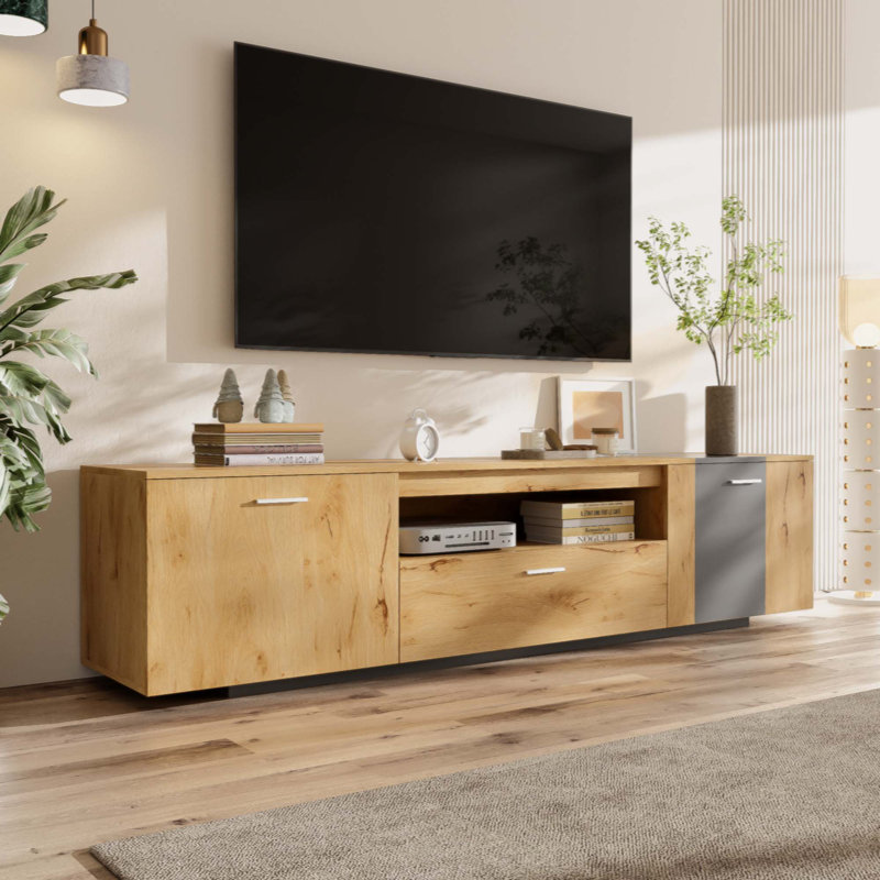 70 Modern TV Stand With 3 Cabinets Drawer Entertainment Center For Tvs Up To 80 Color Matching Television Console For Living Room Bedroom